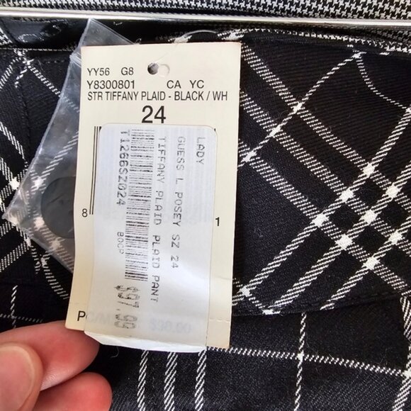 Guess black and white Tiffany plaid bootcut pants size 24 NWT - Picture 5 of 5